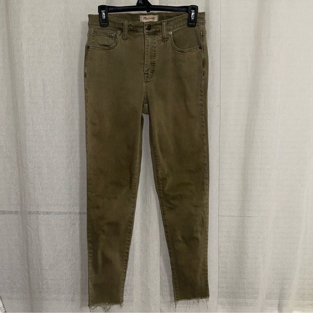 Madewell 27 High-Rise Skinny Olive Camo Army Green Lightweight Stretch Jeans